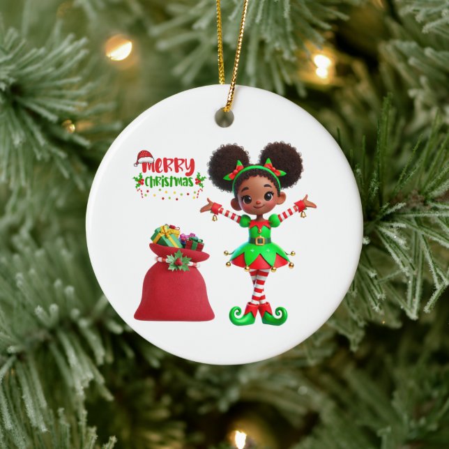 Adorno De Cerámica Navidades de BMSC Elf Ornament, V4 (Árbol)