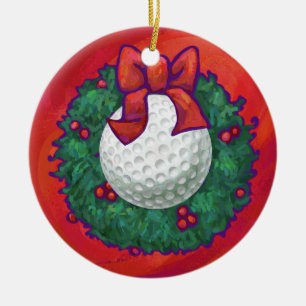 Adorno De Cerámica Navidades de bolas de golf rojas