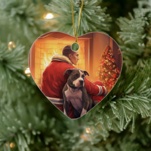 Adorno De Cerámica Navidades de bomberos de Pitbull, regalo para los