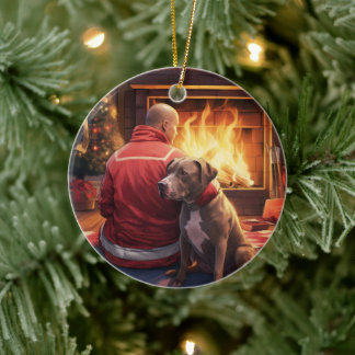 Adorno De Cerámica Navidades de bomberos de Pitbull, regalo para los 