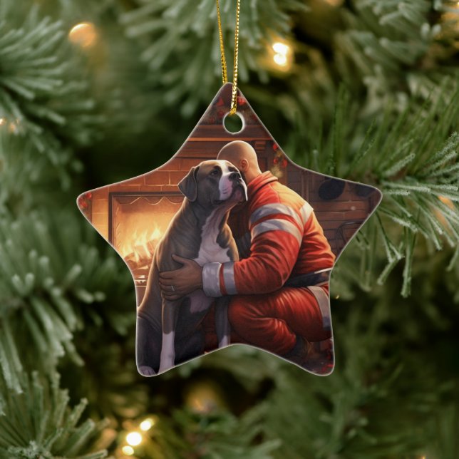 Adorno De Cerámica Navidades de bomberos de Pitbull, regalo para los  (Árbol)
