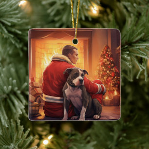Adorno De Cerámica Navidades de bomberos de Pitbull, regalo para los