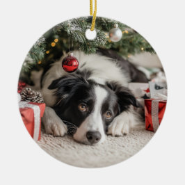 Adorno De Cerámica Navidades de Border Collie