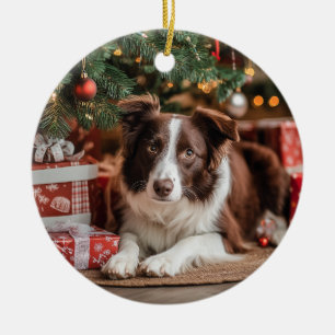 Adorno De Cerámica Navidades de Border Collie