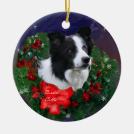 Adorno De Cerámica Navidades de Border Collie