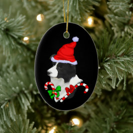Adorno De Cerámica Navidades de Border Collie