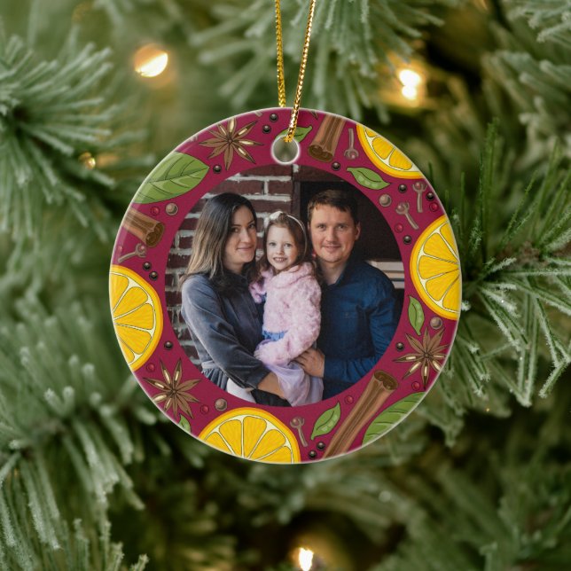 Adorno De Cerámica Navidades de borgoña picante (Árbol)