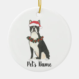 Adorno De Cerámica Navidades de Boston Terrier Personalizados
