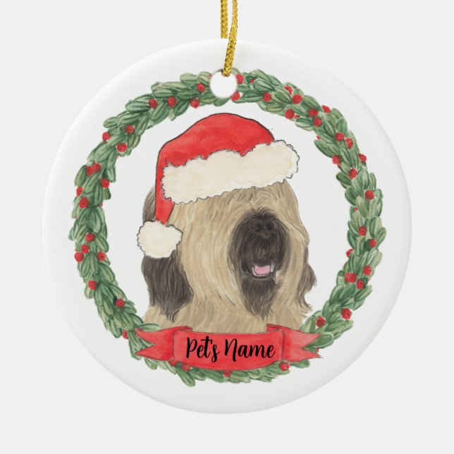 Adorno De Cerámica Navidades de Briard personalizados (Frente)