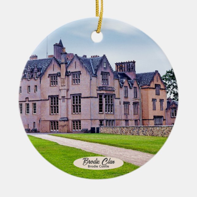 Adorno De Cerámica Navidades de Brodie Castle Tartán en Escocia (Frente)