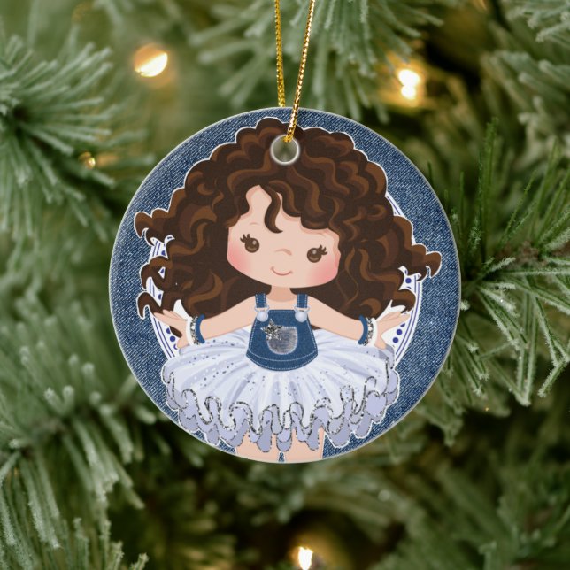 Adorno De Cerámica Navidades de Brunette Cutie Denim & Diamonds (Árbol)