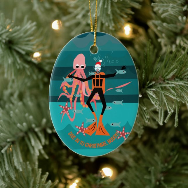 Adorno De Cerámica Navidades de buceo en aguas profundas (Árbol)