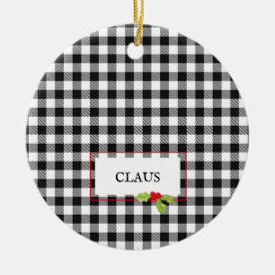 Adorno De Cerámica Navidades de Buffalo Plaid Holly Santa NAME Festiv