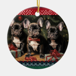 Adorno De Cerámica Navidades de Bulldog de Francia
