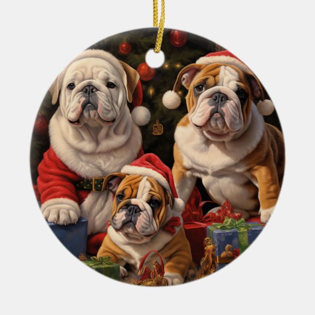 Adorno De Cerámica Navidades de Bulldog de Inglaterra (Frente)