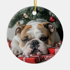 Adorno De Cerámica Navidades de Bulldog de Inglaterra