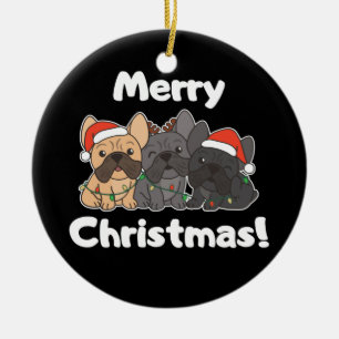 Adorno De Cerámica Navidades de Bulldog franceses animales cortan per