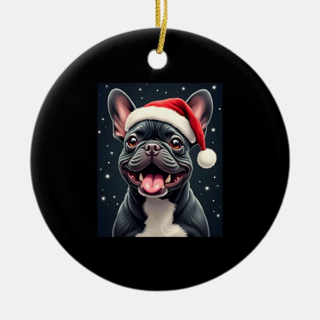 Adorno De Cerámica Navidades de Bulldog franceses lanzan camiseta (Frente)