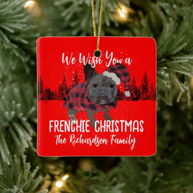 Adorno De Cerámica Navidades de Bulldog franceses personalizan a perr (Árbol)