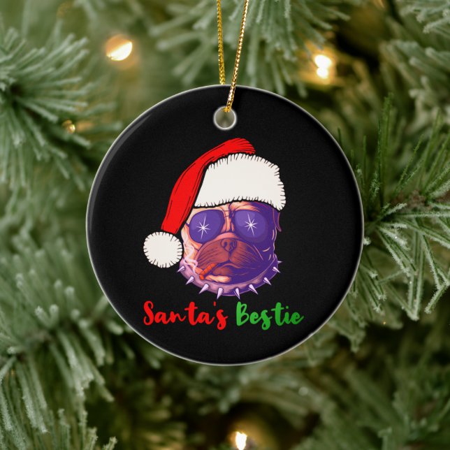 Adorno De Cerámica Navidades de Bulldog norteamericanos en la camiset (Árbol)