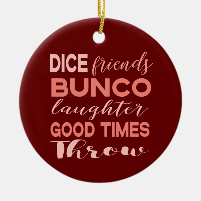 Adorno De Cerámica Navidades de Bunco Dice (Frente)