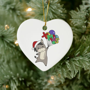 Adorno De Cerámica Navidades de burros machacan animales de invierno