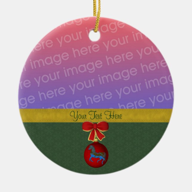 Adorno De Cerámica Navidades de caballos de Carrusel Foto (Frente)