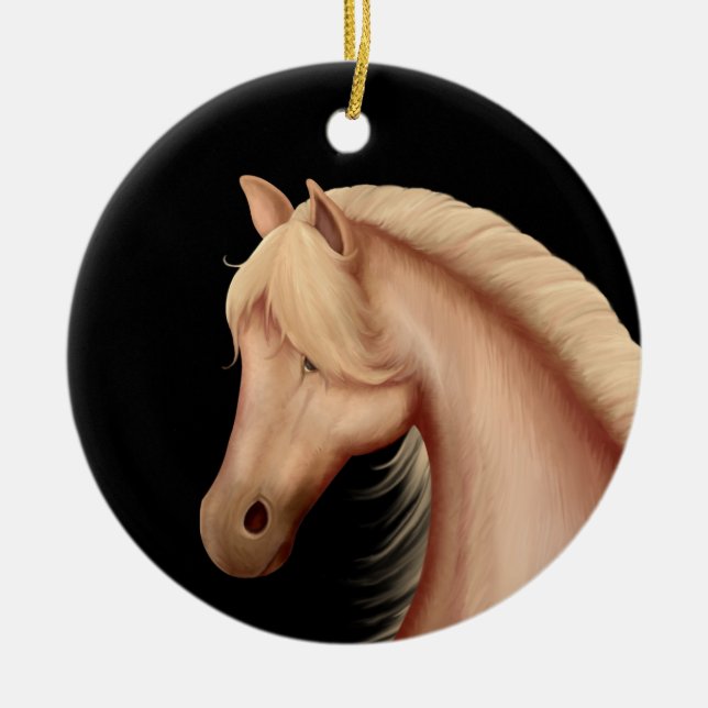Adorno De Cerámica Navidades de caballos de Palomino Pony (Frente)