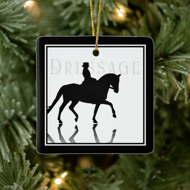Adorno De Cerámica Navidades de caballos de Silhouette Dressage perso (Árbol)