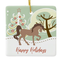 Navidades de caballos marrones Felices Fiestas Per
