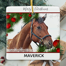 Adorno De Cerámica Navidades de caballos - Pony ecuestre Cute