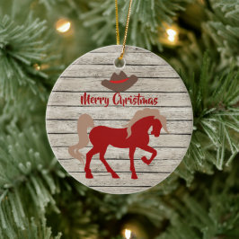 Adorno De Cerámica Navidades de caballos rojos y Gorras de vaqueros p