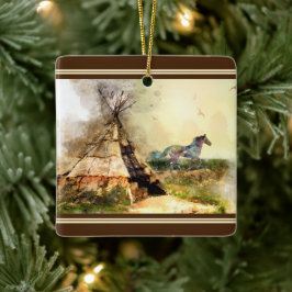 Adorno De Cerámica Navidades de Caballos Típicos y Pony Tepee Persona