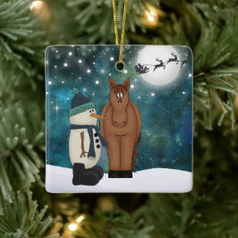 Adorno De Cerámica Navidades de caballos y muñecos de nieve personali
