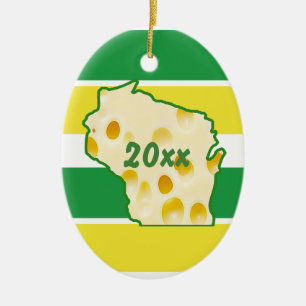 Adorno De Cerámica Navidades de Cabeza de Queso de Wisconsin