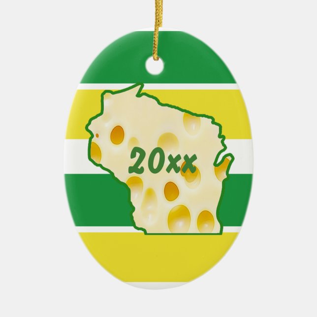 Adorno De Cerámica Navidades de Cabeza de Queso de Wisconsin (Frente)
