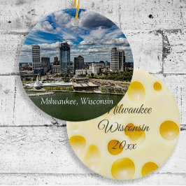 Adorno De Cerámica Navidades de cabeza de queso Milwaukee Wisconsin K