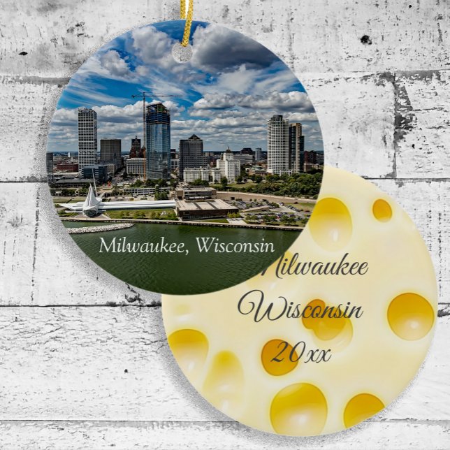 Adorno De Cerámica Navidades de cabeza de queso Milwaukee Wisconsin K (Subido por el creador)
