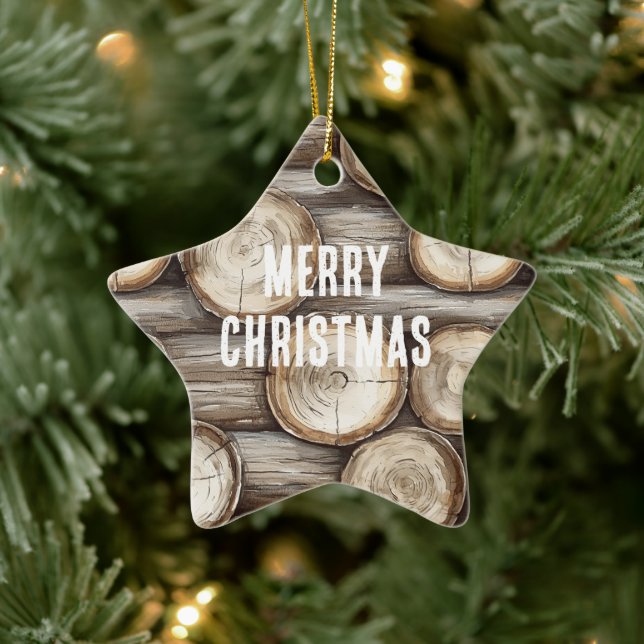 Adorno De Cerámica Navidades de cabinas Wood Log (Árbol)