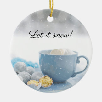 Adorno De Cerámica Navidades de cacao caliente de nieve en invierno a