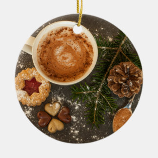 Adorno De Cerámica Navidades de cacao caliente y galletas arte navide
