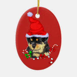 Adorno De Cerámica Navidades de Cachorro de Santa Rottweiler