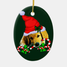Adorno De Cerámica Navidades de Cachorros de Golden Retriever