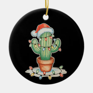 Adorno De Cerámica Navidades de Cactus alumbran familia navideña dive