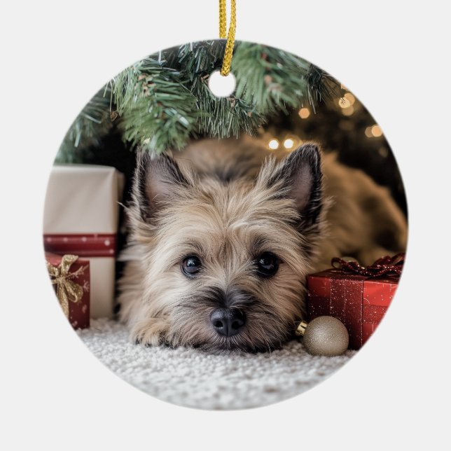 Adorno De Cerámica Navidades de Cairn Terrier (Frente)