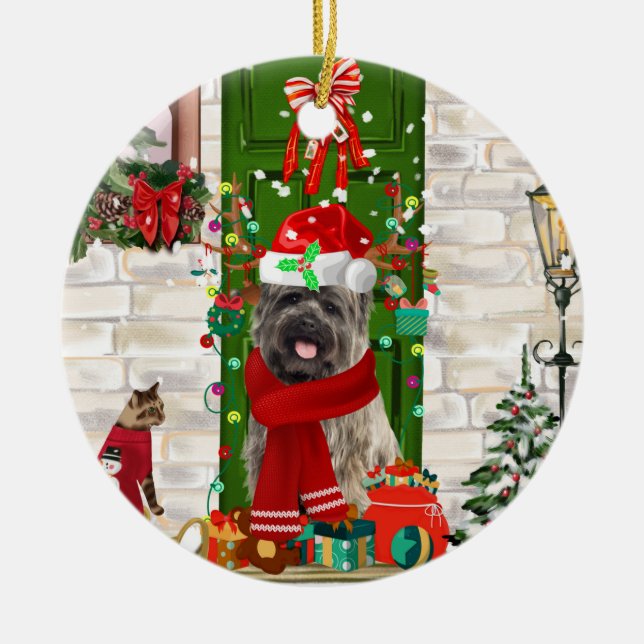 Adorno De Cerámica Navidades de Cairn Terrier Dog (Frente)