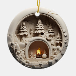 Adorno De Cerámica Navidades de camarote acogedores con chimenea