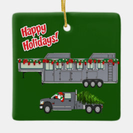Adorno De Cerámica Navidades de Camión Gris y de Caballo