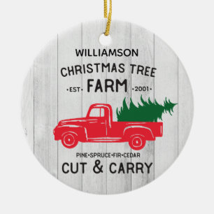 Adorno De Cerámica Navidades de Camión Rojo Rojo Personalizado