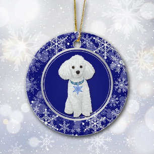 Adorno De Cerámica Navidades de cangrejo blanco de nieve azul
